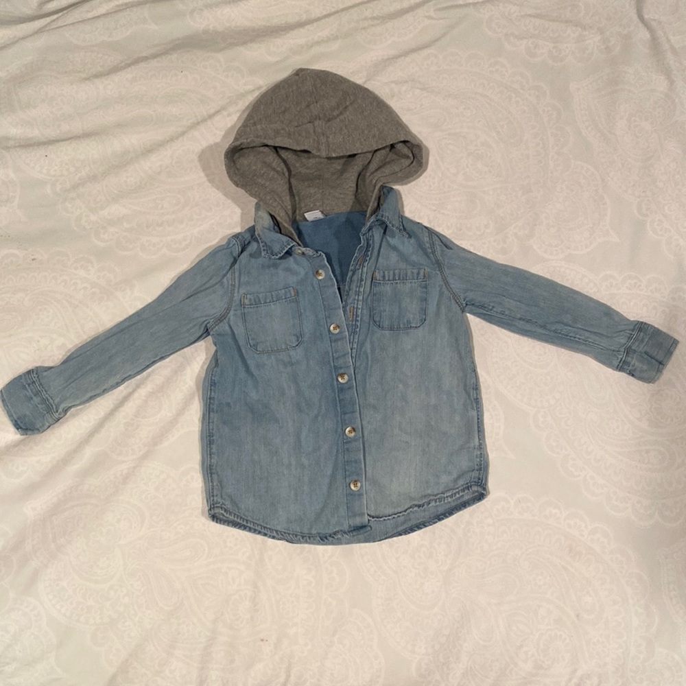 4t Old Navy denim button up with hood